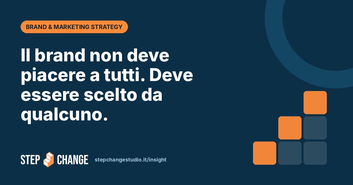 Il brand non deve piacere a tutti. Deve essere scelto da qualcuno. – Step Change Studio Insight